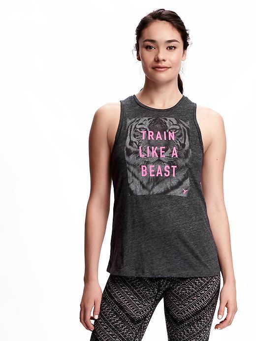 Old Navy Go Dry Semi Fitted Performance Graphic Tank For Women - Pink Noble Beast
