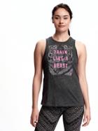 Old Navy Go Dry Semi Fitted Performance Graphic Tank For Women - Pink Noble Beast