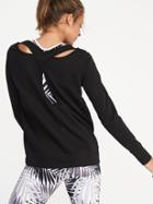Old Navy Womens Relaxed French-terry Keyhole-back Sweatshirt For Women Black Size S