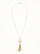 Old Navy Hammered Pav Disk Tassel Necklace For Women - Antique Gold