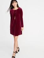 Old Navy Womens Velvet Swing Dress For Women Winter Wine Size M