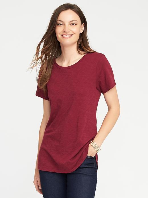 Old Navy Womens Everywear Slub-knit Tee For Women Gosh Garnet Size Xl