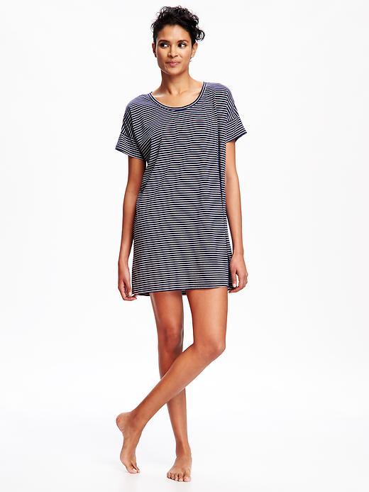 Old Navy Drop Shoulder Sleep Dress For Women - Navy Stripe
