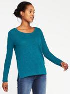 Old Navy Womens Boyfriend Linen-blend Tee For Women Oasis Lagoon Size S
