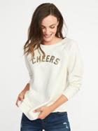 Old Navy Womens Relaxed Graphic Crew-neck Sweatshirt For Women Cheers Size Xxl