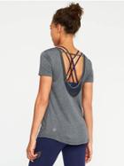 Old Navy Go Dry Ultra Light Mesh Trim Scoop Back Tee For Women - Gray Heather