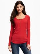 Old Navy Rib Knit Henley For Women - Red Buttons