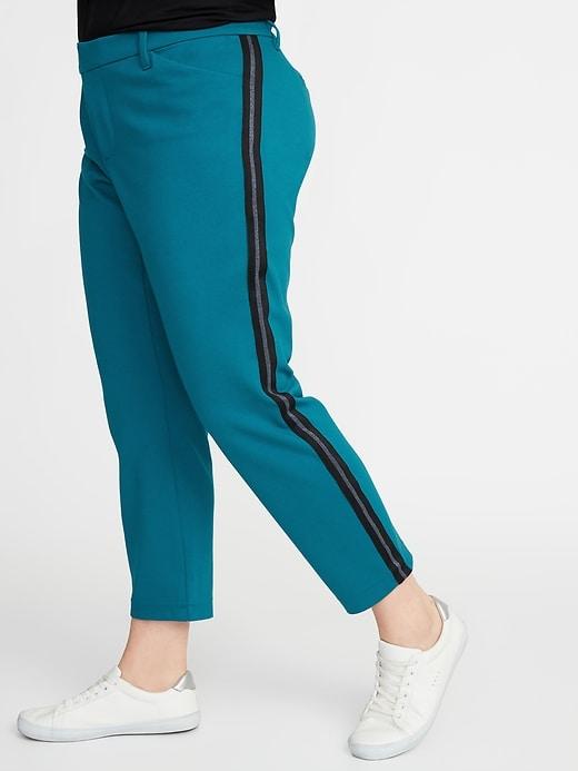 Old Navy Womens Mid-rise Secret-slim Pockets Plus-size Side-stripe Pixie Pants Tealspin Size 18
