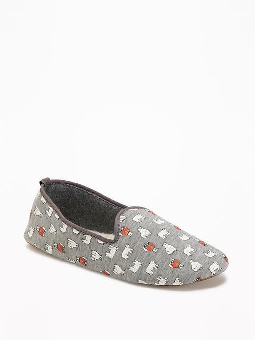 Old Navy Patterned Smoking Slippers For Women - Heather Grey