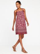 Old Navy High Neck Tie Strap Swing Dress For Women - Gosh Garnet