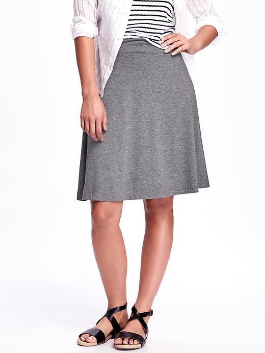 Old Navy Knee Length Jersey Circle Skirt - Heather Light Gray
