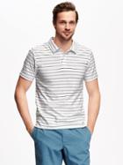 Old Navy Striped Jersey Polo For Men - White