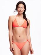 Old Navy Jacquard Patterned String Bikini Top For Women - Coral Reef Neon Nylon