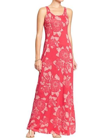Old Navy Old Navy Womens Color Block Tank Maxi Dresses - Pink Floral