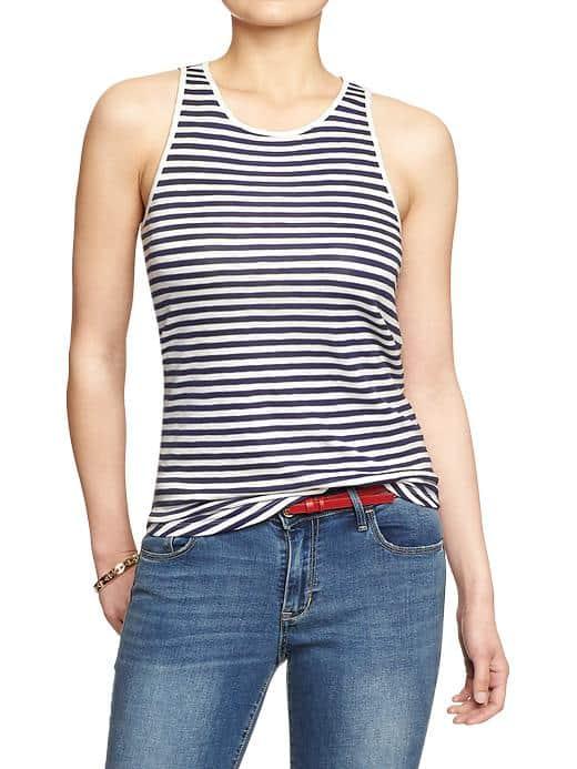 Old Navy Womens Striped Slub Knit Tanks - Navy Stripe