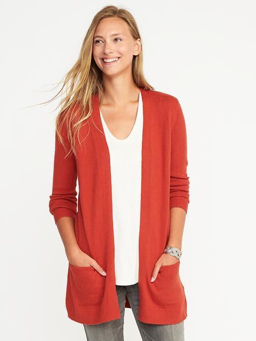 Old Navy Womens Open-front Long-line Sweater For Women Rhymes With Orange Size Xl