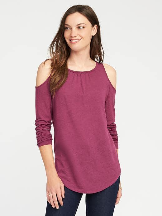 Old Navy Relaxed Cold Shoulder Top For Women - Pink Tangiers