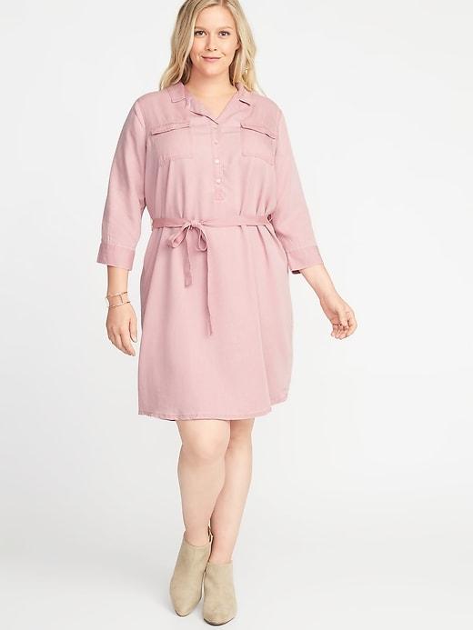 Old Navy Womens Plus-size Tie-belt Utility Shirt Dress Teak Rose Size 4x