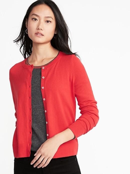 Old Navy Womens Semi-fitted Button-front Cardi For Women Vermilion Red Size M