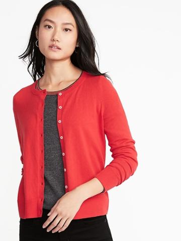 Old Navy Womens Semi-fitted Button-front Cardi For Women Vermilion Red Size M