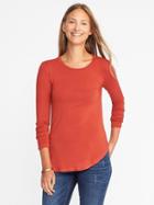 Old Navy Luxe Curved Hem Crew Neck Tee For Women - Deep Rose