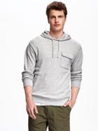 Old Navy Double Waffle Knit Pullover Hoodie For Men - Heather Gray