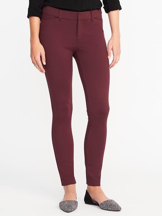 Old Navy Womens Mid-rise Built-in Sculpt Ponte-knit Pixie Ankle Pants For Women Wine Country Size 0