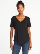 Old Navy Womens Luxe Curved-hem V-neck Tee For Women Black Size Xl