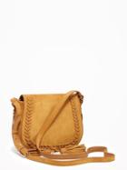 Old Navy Sueded Whipstitched Saddle Bag For Women - Mustard