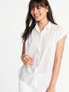 Old Navy Womens Relaxed Button-front Shirt For Women Bright White Size Xl