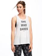 Old Navy Go Dry Graphic Twist Back Tank For Women - Bright White