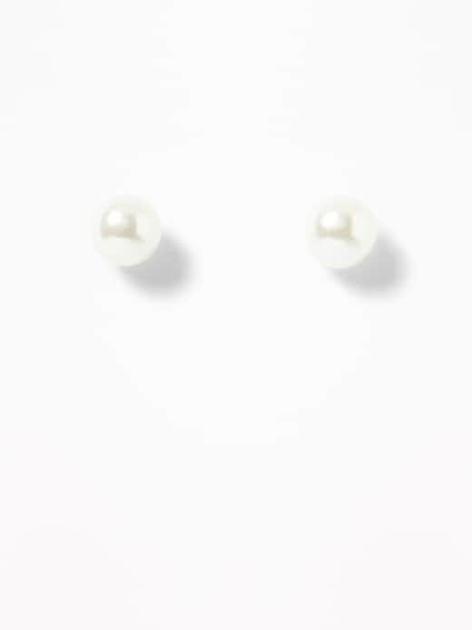 Old Navy  Faux-pearl Stud Earrings For Women Silver Size One Size