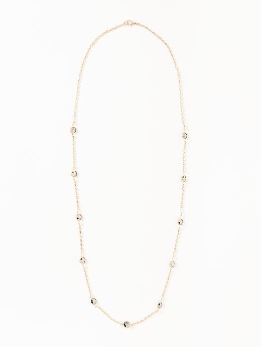 Old Navy Long Crystal Strand Necklace For Women - Gunmetal Gray