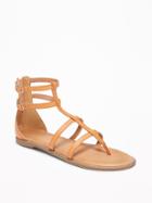 Old Navy Womens Strappy Zip-back Gladiator Sandals For Women Tan Size 6