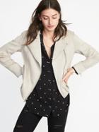 Old Navy Womens Sueded-knit Moto Jacket For Women Gray Size Xxl