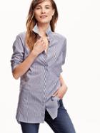 Old Navy Womens Striped Button Front Tunic Size L Tall - Mini Blue Stripe