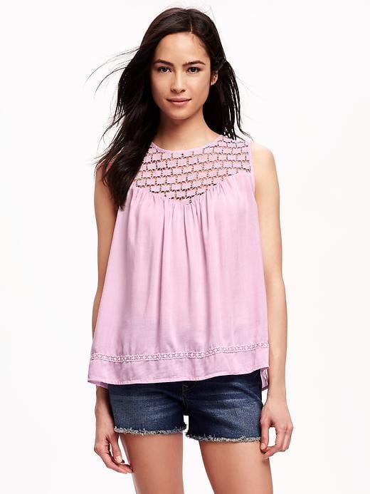 Lace-yoke Swing Tank For Women