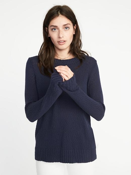 Old Navy Womens Slub-knit Crew-neck Sweater For Women Lost At Sea Navy Size Xxl