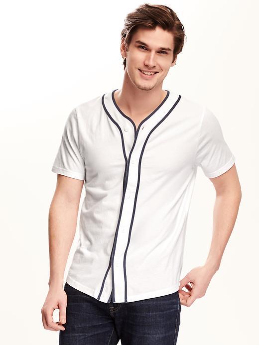 Old Navy Baseball Jersey Tee For Men - Bright White