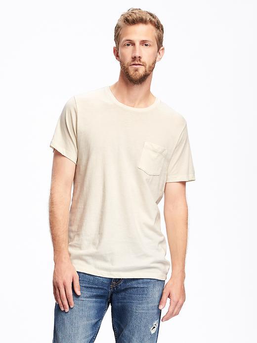 Old Navy Garment Dyed Crew Neck Pocket Tee For Men - Creme