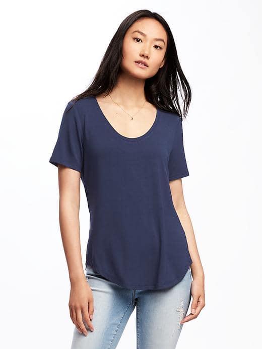 Old Navy Luxe Curved Hem Tee For Women - Lost At Sea Navy