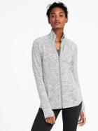 Old Navy Womens Fitted Full-zip Performance Jacket For Women Light Gray Herringbone Size L