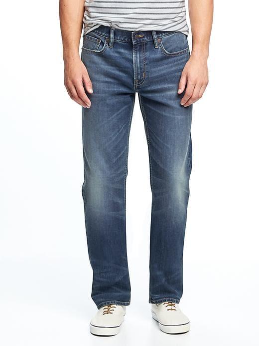 Old Navy Mens Straight Coolmax Core Built-in Flex Jeans For Men Medium Wash Size 33w