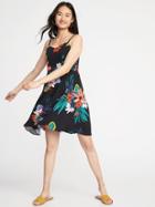 Old Navy Womens Fit & Flare Cami Dress For Women Black Floral Size Xs