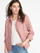 Old Navy Womens Button-front Denim Chore Jacket For Women Pink Salt Size Xl