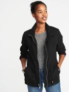Old Navy Womens Linen-blend Field Jacket For Women Black Size S