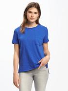 Old Navy Slub Knit Cropped Boyfriend Tee For Women - Stunning Blue