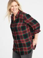 Old Navy Womens Classic Plus-size No-peek Drapey-flannel Tunic Red Plaid Size 1x
