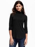 Old Navy Semi Fitted Turtleneck Tee For Women - Black