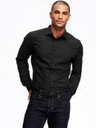 Old Navy Slim Fit Non Iron Signature Stretch Dress Shirt For Men - Black Dobby